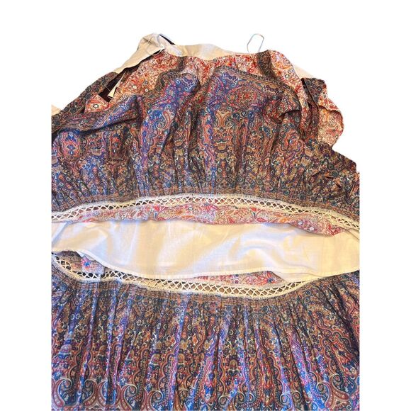 Haute hippie boho peasant fairy whimsical flutter sleeve  paisley maxi dress 6 - Picture 6 of 10